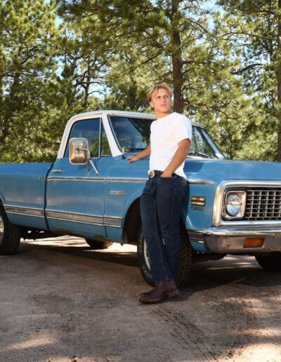 senior photo with vintage truck