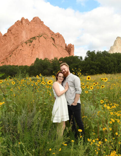 engagement photos with wild flowers