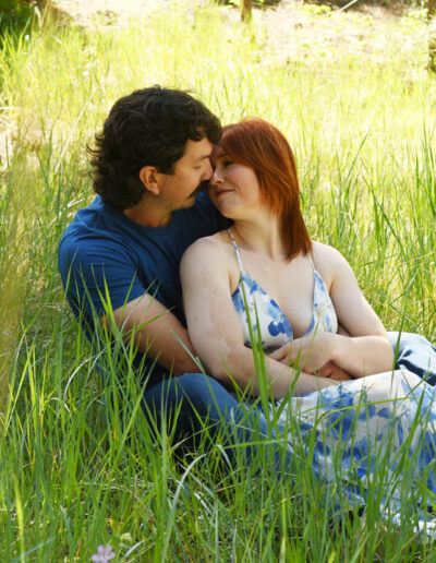 engagement photos - in grass