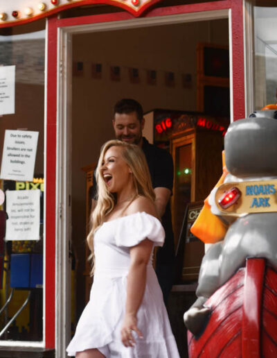 engagement photos at the arcade